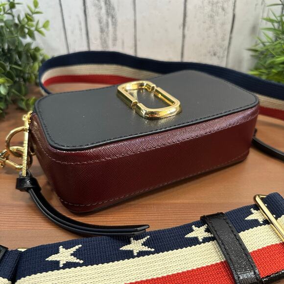 Marc Jacobs The Snapshot Bag Crossbody Black Wine Teal USA Strap - Picture 5 of 10